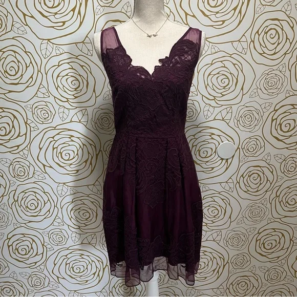Yoana Baraschi Dresses | Anthropologie Bhldn Yoana Baraschi Plum Lace Cocktail Dress | Color: Purple | Size: 4 | Dbascos's Closet